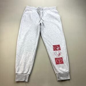True Religion Flock Jogger Sweatpants Mens XL Gray Buddha Horseshoe Logo Sports